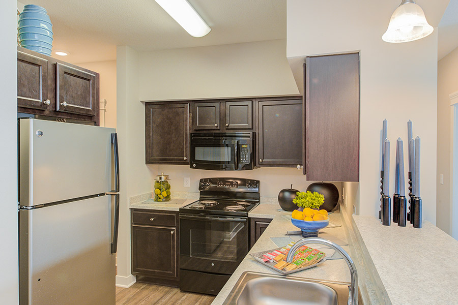 Extend the life of your kitchen by taking excellent care of your kitchen appliances like these at Highpointe Apartments. Kitchen at Highpointe Apartments.