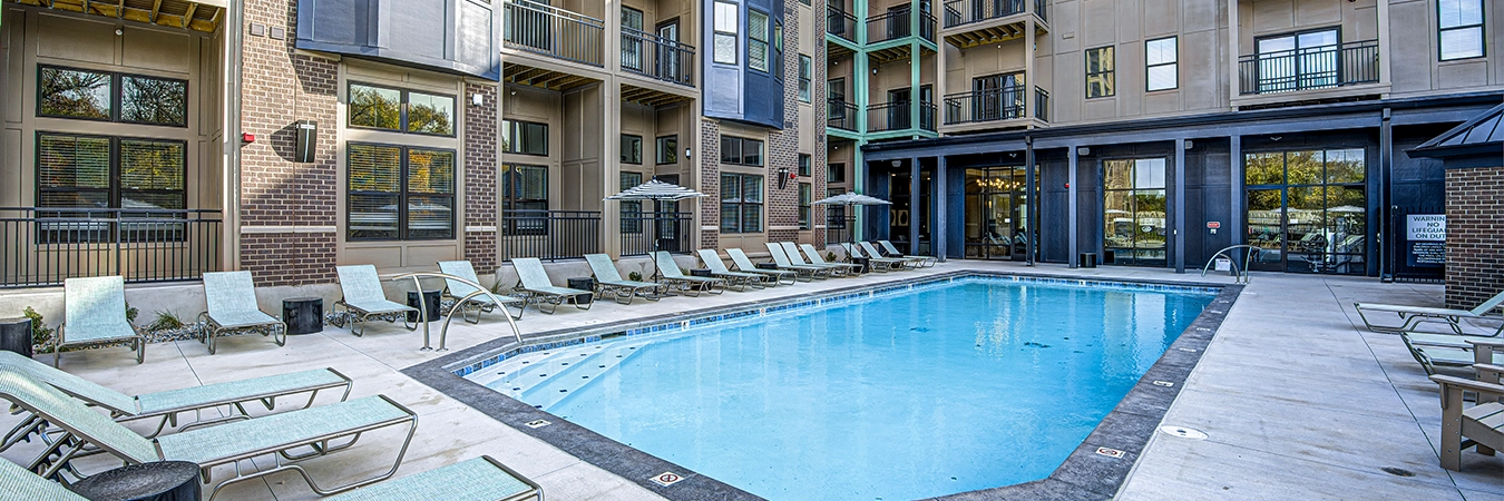 Swimming pool at East Bank Apartments in Noblesville