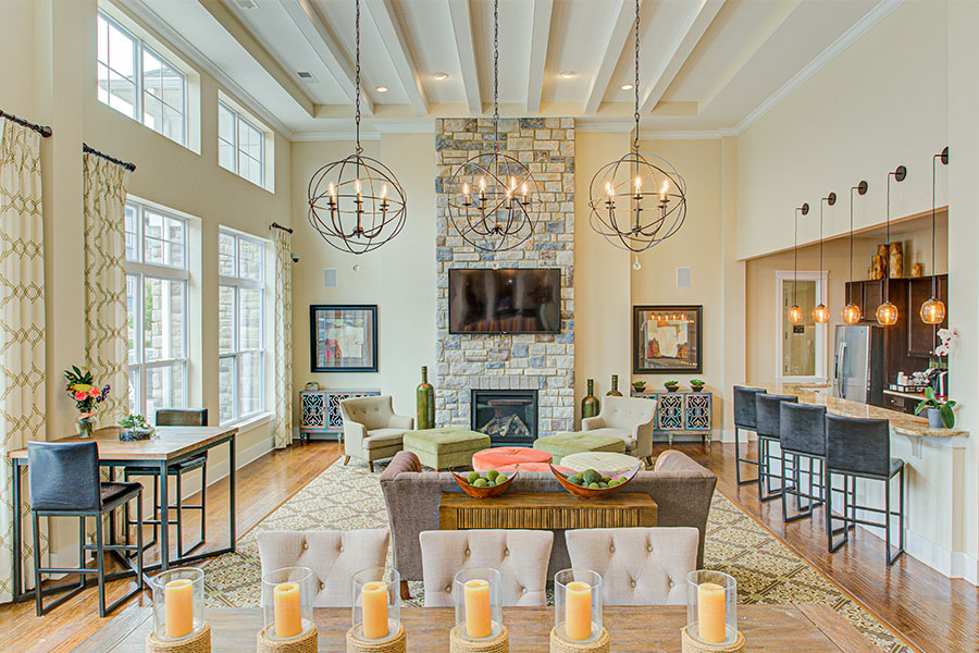 A beautiful apartment like this one at Ivy Flats Apartments and a sense of community are essential to a great apartment living experience. View of the entire recreation room at Ivy Flats