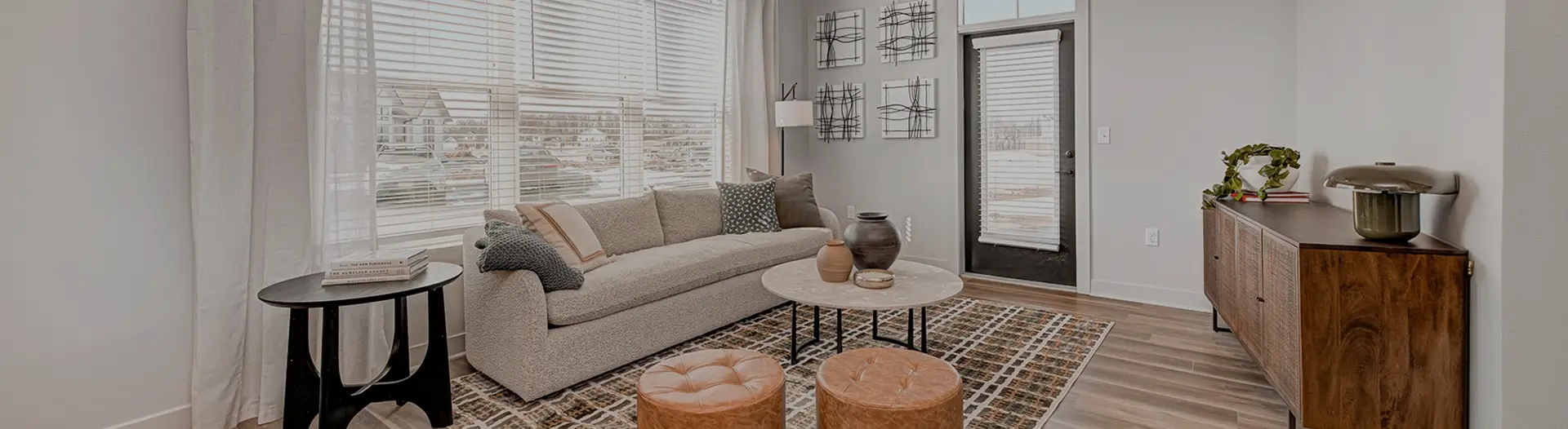 Interior living room at Crossing 5 Apartments